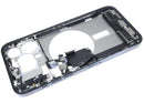 Marco medio azul titanio usado para iPhone 15 Pro Max, con puerto de carga flex y piezas pequeñas.