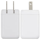 Cargador de pared USB-C 40W AmpSentrix blanco, enchufe US, carga rápida para iPhone y Samsung.