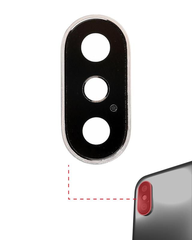Lente de camara trasera con soporte y bisel para iPhone X (Plata)