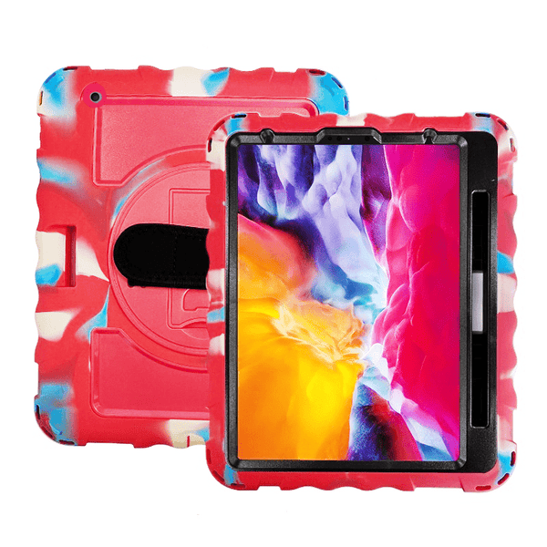 Compra la funda de silicona con correa de mano 360 RAINBOW para iPad en Guatemala, ideal para proteger tu dispositivo y tenerlo siempre a la mano.