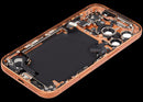 Tapa trasera Cosmic Orange usada para iPhone 17 Pro US, con puerto de carga flex y componentes, A3293.