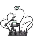 Soporte PCB magnético Helping Hands con lámpara LED 3X, brazo para soldar y base heavy-duty extragrande.
