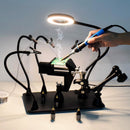 Soporte PCB magnético Helping Hands con lámpara LED 3X, brazo para soldar y base heavy-duty extragrande.