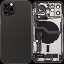Tapa trasera usada iPhone 12 Pro Graphite con puerto de carga, chasis, y piezas pequeñas para modelos A2341, A2406, A2407, A2408.