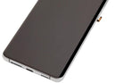 Pantalla OLED con marco para Samsung Galaxy S21 Ultra 5G en color Phantom Silver, pieza de repuesto para reparación.