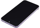 Pantalla OLED morada refurbished para OPPO Reno 13 con marco, lista para reparación.