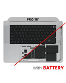 Tapa superior con batería y teclado MacBook Pro 16 (A2485 / Late 2021) en Guatemala, venta al por mayor para reparaciones en talleres especializados.