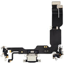 Puerto de carga negro con cable flex OEM para iPhone 15 Plus, ideal para reparación de dock de carga.