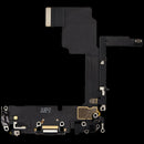 Puerto de carga con cable flex usado para iPhone 15 Pro Black Titanium (A2848, A3101), repuesto original.