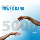 Batería inalámbrica POMGEAR MagPower Deluxe, power bank blanco de 5000mAh, carga magnética portátil.