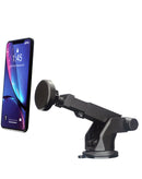 Soporte magnético telescópico POMGEAR negro para teléfono, ajustable y extensible, ideal para coche o escritorio.
