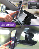 Soporte magnético telescópico POMGEAR negro para teléfono, ajustable y extensible, ideal para coche o escritorio.