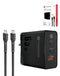 Encuentra el Cargador PowerPeak Triple Port GAN de 65W con cable USB-C de 6ft en Guatemala para tus dispositivos electrónicos.