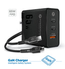 Encuentra el Cargador PowerPeak Triple Port GAN de 65W con cable USB-C de 6ft en Guatemala para tus dispositivos electrónicos.