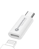 Adaptador USB-C PowerPeak con conector USB-A, ideal para cargar y transferir datos a móviles y tabletas.