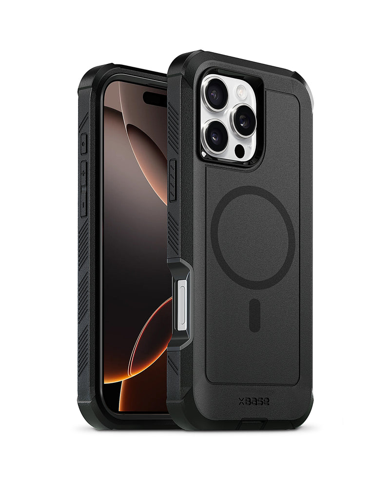 Encuentra la funda protectora xBase Boulder MagSafe heavy-duty para iPhone 16 Pro Max en Guatemala con protección rugged y clip de cinturón.