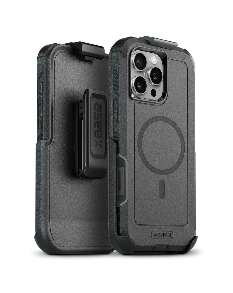 Encuentra la funda protectora xBase Boulder MagSafe heavy-duty para iPhone 16 Pro Max en Guatemala con protección rugged y clip de cinturón.