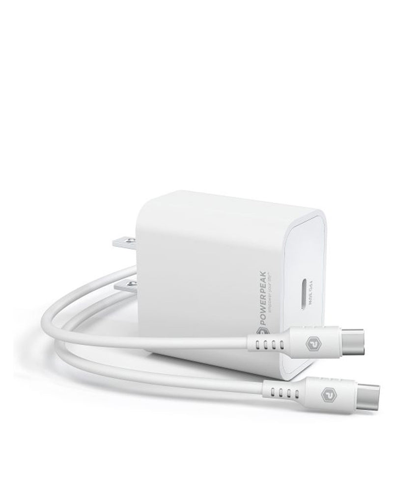 Encuentra el cargador de pared ultra rápido PowerPeak de 30W con cable USB C-C de 6 pies en Guatemala para tus dispositivos.
