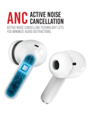 Auriculares inalámbricos Bluetooth Urban Sound Gear Vibes blancos con cancelación de ruido activa (ANC) y ambiental (ENC).