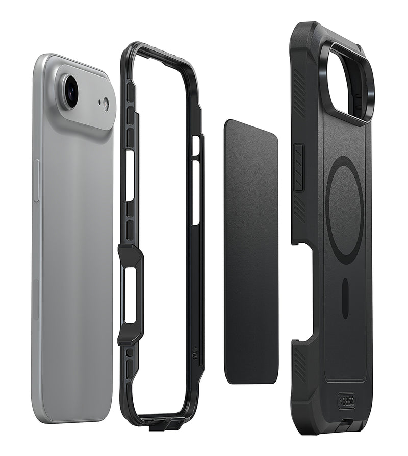 Encuentra la funda heavy-duty MagSafe xBase Boulder con clip de cinturón Negro para iPhone Air en Guatemala solo en SlowBack, distribuidor autorizado.