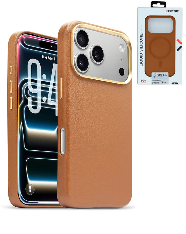 Encuentra la Funda Magsafe de cuero para iPhone 17 Pro en Guatemala con SlowBack, disponible en color marrón.