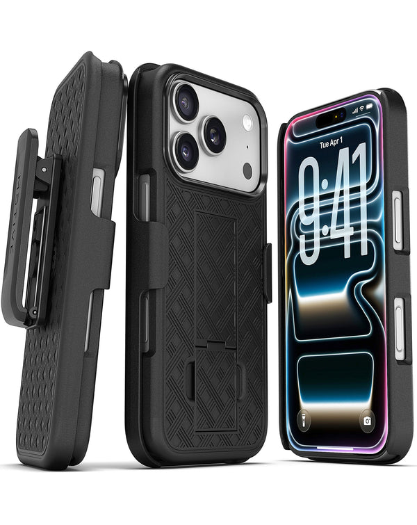 Funda Duraclip Series combo con clip portacinturon MagSafe PowerPeak iPhone 17 Pro Max (Negro)