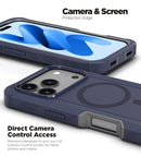 Funda xBase PowerPeak Boulder azul resistente con MagSafe para iPhone 17 Pro/18 Pro, protección robusta para tu Apple.