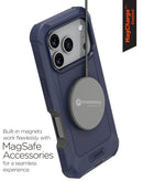 Funda xBase PowerPeak Boulder azul resistente con MagSafe para iPhone 17 Pro/18 Pro, protección robusta para tu Apple.