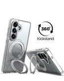Estuche transparente PowerPeak DuoHybrid MagSafe para Samsung Galaxy S26, con tecnología SlowBack para protección avanzada y carga inalámbrica.