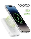 Batería PowerPeak MagCharge blanca de 10000 mAh, power bank magnético para carga inalámbrica y rápida.