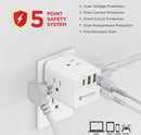 Bloque de energía Powerpeak 6 en 1 con 3 enchufes AC, 2 puertos USB-A y 1 USB-C, BajoPPLCD.