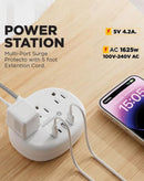 Estacion de poder Powerpeak 7in1 con proteccion contra sobretensiones (3x Tomas AC & 2x USB-A & 2x USB-C)