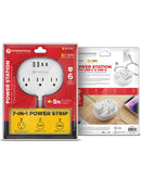 Estacion de poder Powerpeak 7in1 con proteccion contra sobretensiones (3x Tomas AC & 2x USB-A & 2x USB-C)