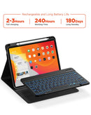 Funda folio negra xBase con teclado integrado para iPad 10° y 11° generación, ideal para protección y productividad.