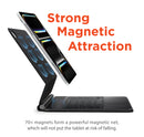 Folio xBase negro para iPad 10 y 11 Gen con teclado y trackpad, vista frontal.