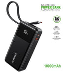 Compra el Powerbank Esoulk de 10000mAh con cable USB-C incorporado en Guatemala para mayor comodidad y durabilidad.
