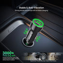 Cargador de auto Esoulk negro de 20W con puertos USB-A y USB-C, carga rápida PD y QC.