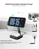 Cargador inalámbrico magnético Esoulk 2-en-1 negro de 15W, ideal para cargar smartphones y auriculares simultáneamente.