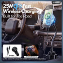Cargador de coche Esoulk negro de 38W con puertos USB-C y USB-A, incluye cable de 3 pies para carga rápida.