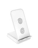 Soporte de carga inalámbrico rápido POMGEAR de 10W en color blanco para smartphones y accesorios.