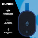 Altavoz inalámbrico portátil Skullcandy Ounce XT azul oscuro, compacto y resistente al agua, con correa de transporte.