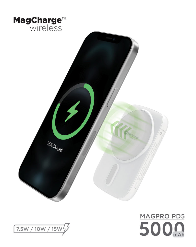 Encuentra la batería PowerPeak Power Bank con cargador inalámbrico de 5000mAh en Guatemala para comprar al mayoreo.