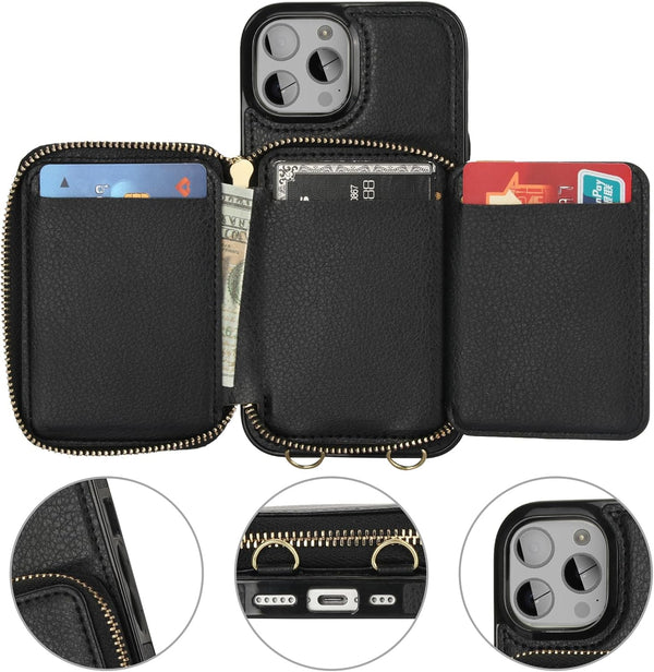 Bolso cruzado con cierre xBase para iPhone 14 Pro Max en color negro disponible en Guatemala para comprar al mayorista SlowBack.