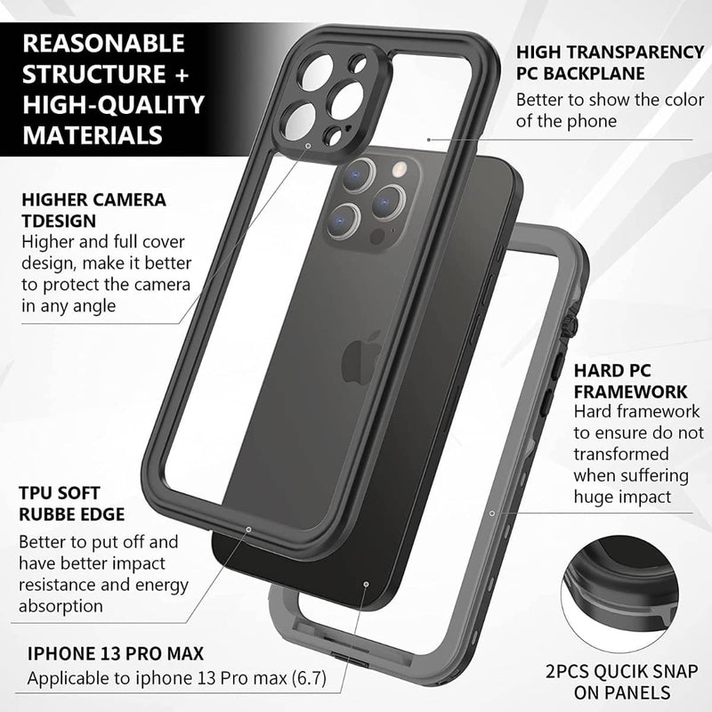 Protege tu iPhone 12 Pro Max del agua con la funda impermeable SHELLBOX en Guatemala.