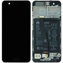 Pantalla LCD original Huawei P10 negra, modelo VTR-L09, para reparación de display roto.