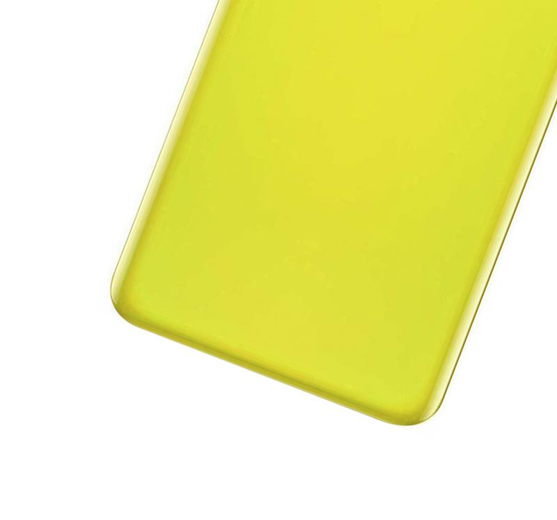 Tapa trasera con lente de cámara Samsung Galaxy S10E (No Logo) en Guatemala, producto aftermarket color amarillo canario.
