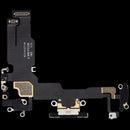 Puerto de carga con cable flex usado para iPhone 15 negro (A2846, A3089, A3090), repuesto para reparación.