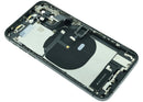 Tapa trasera Space Gray para iPhone XS (A1920, A2097) con puerto de carga y componentes preinstalados, grado B OEM.