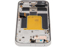 Pantalla OLED refurbished Google Pixel 9a Porcelain con marco y sensor de huella para reparación.