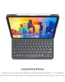 Teclado inalámbrico ZAGG Pro Keys con trackpad integrado y funda desmontable para iPad.